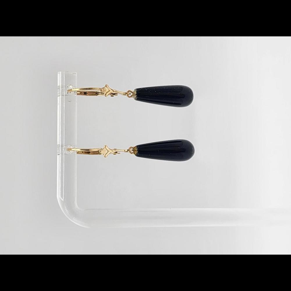 14k Gold Onyx Earrings